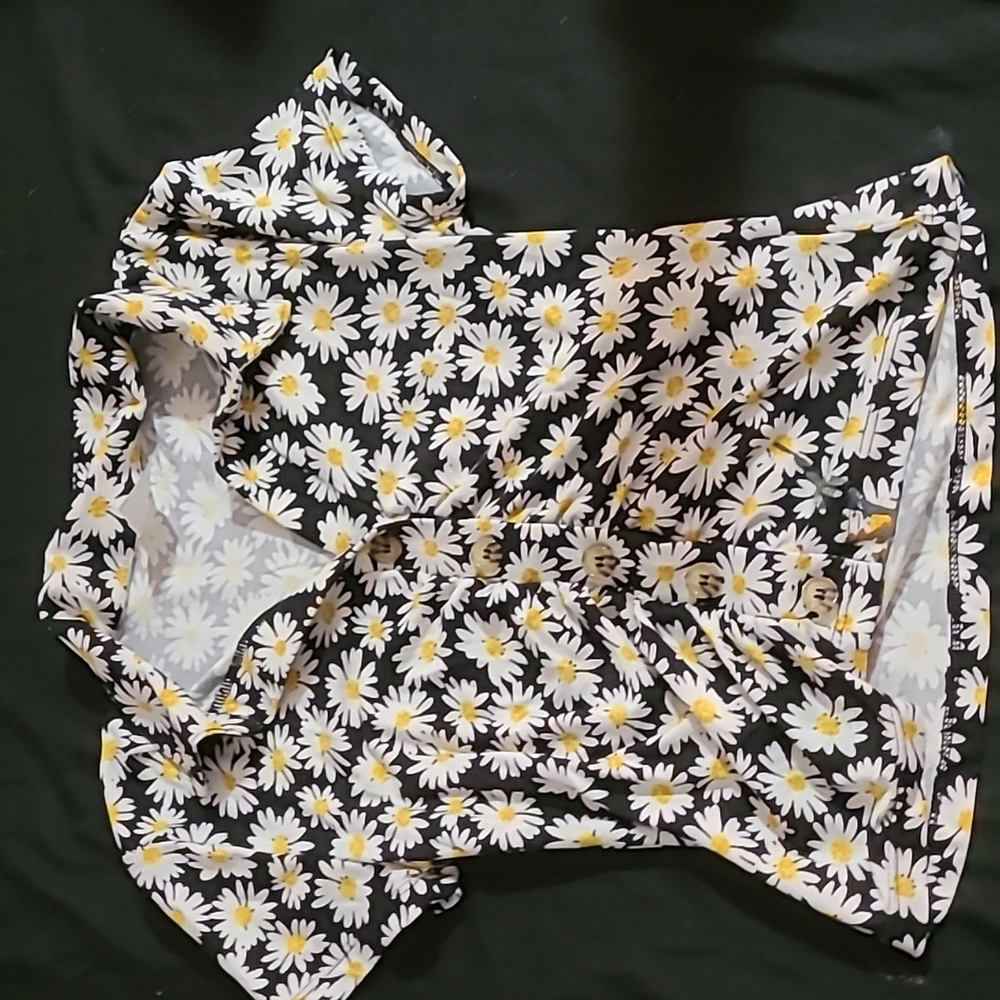 Floral Daisy Button up crop top
